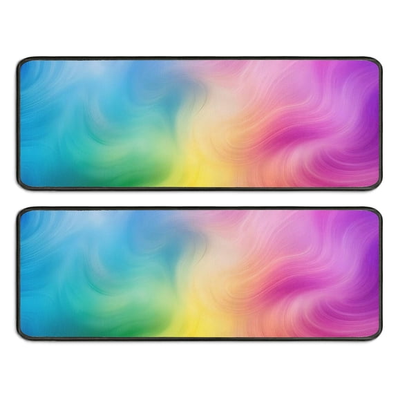 Kitchen Rugs Sets Of 2,Rainbow Tie Dye Swirl Pattern Anti Fatigue Kitchen Mat Rugs Non Slip Washable,Decorative Kitchen Floor Mats for Kitchen,Sink,Laundry,17"x47"+17"x47"