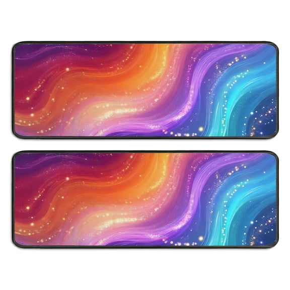 Kitchen Rugs Sets Of 2,Rainbow Tie Dye Wave Pattern Anti Fatigue Kitchen Mat Rugs Non Slip Washable,Decorative Kitchen Floor Mats for Kitchen,Sink,Laundry,17"x47"+17"x47"