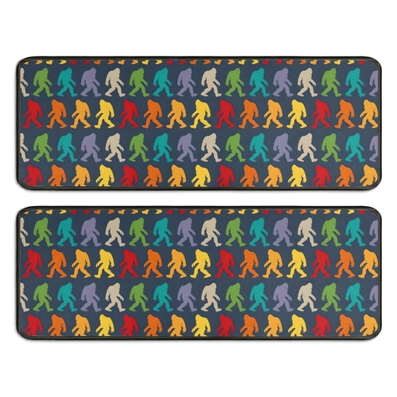 Kitchen Rugs Sets Of 2,Red Bigfoot Pattern Anti Fatigue Kitchen Mat Rugs Non Slip Washable,Decorative Kitchen Floor Mats for Kitchen,Sink,Laundry,17"x47"+17"x47"