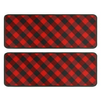 Kitchen Rugs Sets Of 2,Red Black Checkerboard Checkered Pattern Anti Fatigue Kitchen Mat Rugs Non Slip Washable,Decorative Kitchen Floor Mats for Kitchen,Sink,Laundry,17"x47" 17"x47"