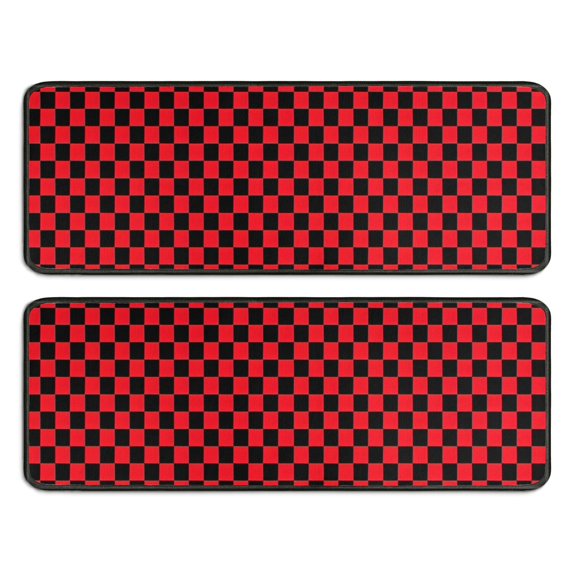 Kitchen Rugs Sets Of 2,Red and Black Checkerboard Pattern Anti Fatigue Kitchen Mat Rugs Non Slip Washable,Decorative Kitchen Floor Mats for Kitchen,Sink,Laundry,17"x47"+17"x47"