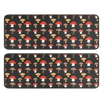 Kitchen Rugs Sets Of 2,Red Brown Mushroom Black Pattern Anti Fatigue Kitchen Mat Rugs Non Slip Washable,Decorative Kitchen Floor Mats for Kitchen,Sink,Laundry,17"x47" 17"x47"