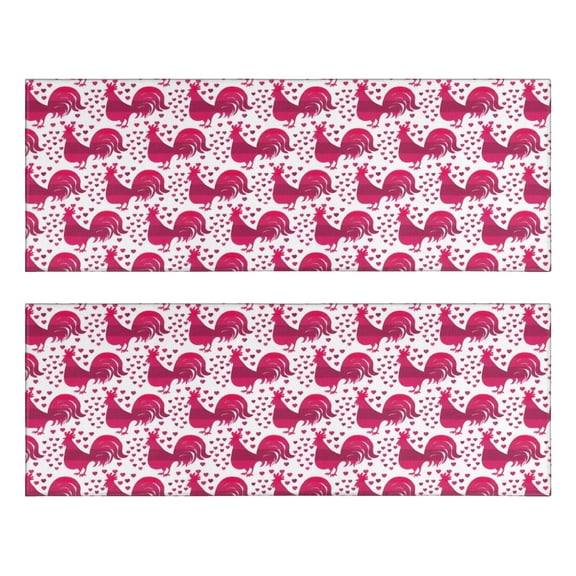Kitchen Rugs Sets Of 2,Red Chicken Heart Pattern Anti Fatigue Kitchen Mat Rugs Non Slip Washable,Decorative Kitchen Floor Mats for Kitchen,Sink,Laundry,17"X47"