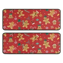 Kitchen Rugs Sets Of 2,Red Christmas Gingerbread Man Pattern Anti Fatigue Kitchen Mat Rugs Non Slip Washable,Decorative Kitchen Floor Mats for Kitchen,Sink,Laundry,17"x47" 17"x47"