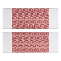 Kitchen Rugs Sets Of 2,Red Christmas Patchwork Pattern Anti Fatigue Kitchen Mat Rugs Non Slip Washable,Decorative Kitchen Floor Mats for Kitchen,Sink,Laundry,17"X47"