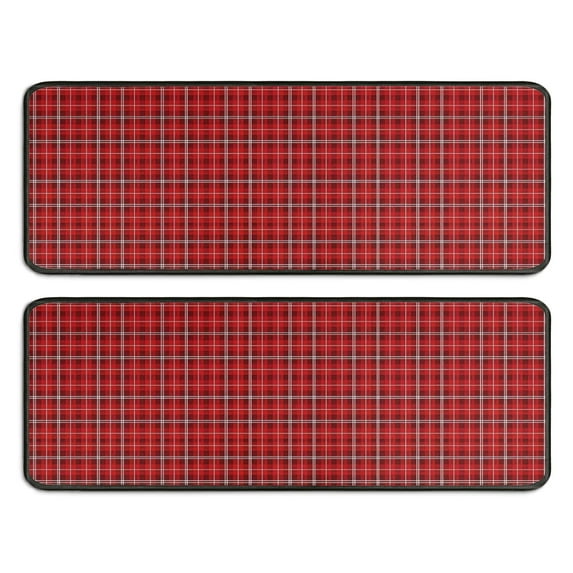 Kitchen Rugs Sets Of 2,Red Christmas Plaid Pattern Anti Fatigue Kitchen Mat Rugs Non Slip Washable,Decorative Kitchen Floor Mats for Kitchen,Sink,Laundry,17"x47"+17"x47"