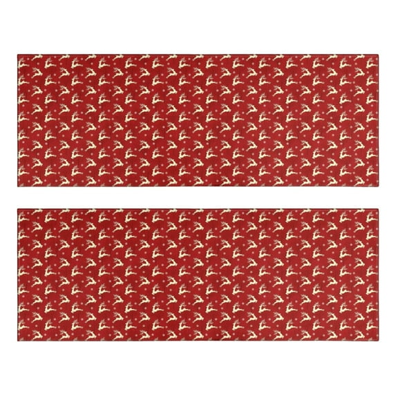 Kitchen Rugs Sets Of 2,Red Christmas Reindeer Pattern Anti Fatigue Kitchen Mat Rugs Non Slip Washable,Decorative Kitchen Floor Mats for Kitchen,Sink,Laundry,17"X47"