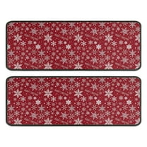 Kitchen Rugs Sets Of 2,Red Christmas Snowflake Pattern Anti Fatigue Kitchen Mat Rugs Non Slip Washable,Decorative Kitchen Floor Mats for Kitchen,Sink,Laundry,17"x47" 17"x47"