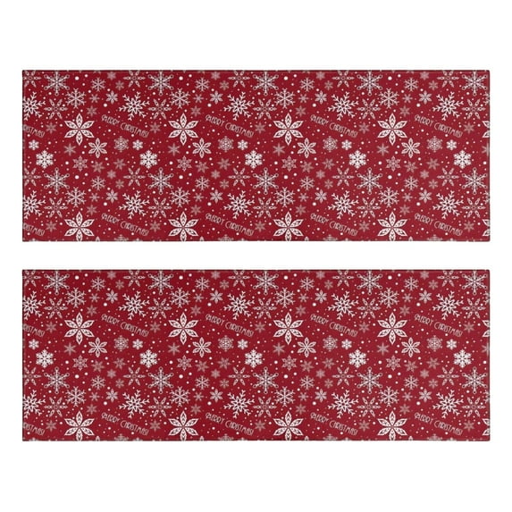 Kitchen Rugs Sets Of 2,Red Christmas Snowflake Pattern Anti Fatigue Kitchen Mat Rugs Non Slip Washable,Decorative Kitchen Floor Mats for Kitchen,Sink,Laundry,17"X47"