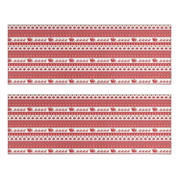 Kitchen Rugs Sets Of 2,Red Christmas Striped Pattern (2) Anti Fatigue Kitchen Mat Rugs Non Slip Washable,Decorative Kitchen Floor Mats for Kitchen,Sink,Laundry,17"X47"