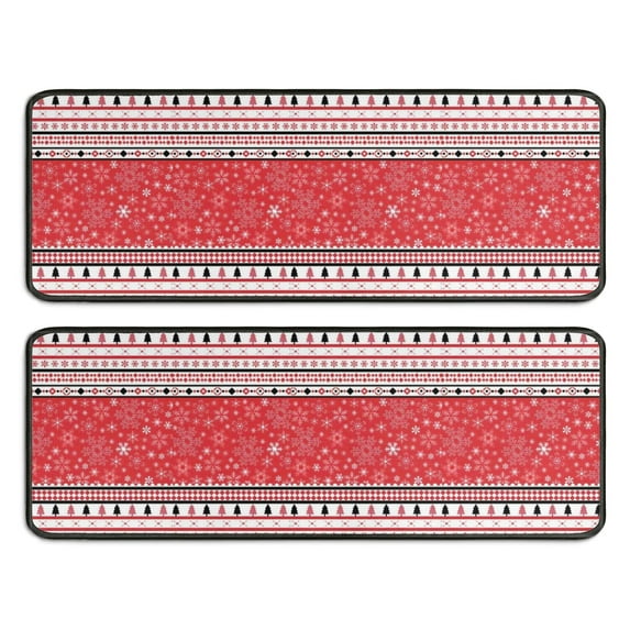 Kitchen Rugs Sets Of 2,Red Christmas Striped Pattern Anti Fatigue Kitchen Mat Rugs Non Slip Washable,Decorative Kitchen Floor Mats for Kitchen,Sink,Laundry,17"x47"+17"x47"