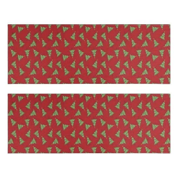 Kitchen Rugs Sets Of 2,Red Christmas Tree Pattern Anti Fatigue Kitchen Mat Rugs Non Slip Washable,Decorative Kitchen Floor Mats for Kitchen,Sink,Laundry,17"X47"