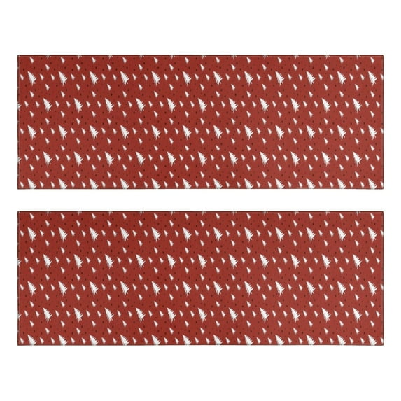 Kitchen Rugs Sets Of 2,Red Christmas Tree Pattern Anti Fatigue Kitchen Mat Rugs Non Slip Washable,Decorative Kitchen Floor Mats for Kitchen,Sink,Laundry,17"X47"