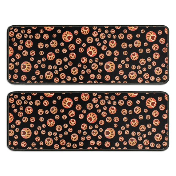 Kitchen Rugs Sets Of 2,Red Dog Art Footprint Anti Fatigue Kitchen Mat Rugs Non Slip Washable,Decorative Kitchen Floor Mats for Kitchen,Sink,Laundry,17"x47"+17"x47"