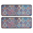 thumbnail image 1 of Kitchen Rugs Sets Of 2,Red Floral Square Pattern Anti Fatigue Kitchen Mat Rugs Non Slip Washable,Decorative Kitchen Floor Mats for Kitchen,Sink,Laundry,17"x47"+17"x47", 1 of 5