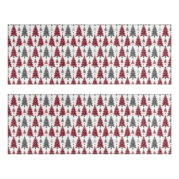 Kitchen Rugs Sets Of 2,Red and Gray Christmas Tree Pattern Anti Fatigue Kitchen Mat Rugs Non Slip Washable,Decorative Kitchen Floor Mats for Kitchen,Sink,Laundry,17"X47"