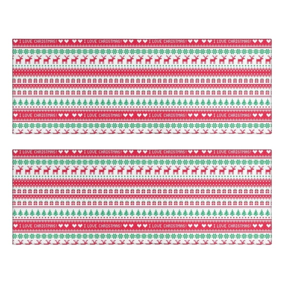 Kitchen Rugs Sets Of 2,Red and Green Christmas Pattern Anti Fatigue Kitchen Mat Rugs Non Slip Washable,Decorative Kitchen Floor Mats for Kitchen,Sink,Laundry,17"X47"