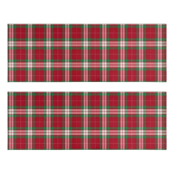 Kitchen Rugs Sets Of 2,Red and Green Christmas Plaid Pattern Anti Fatigue Kitchen Mat Rugs Non Slip Washable,Decorative Kitchen Floor Mats for Kitchen,Sink,Laundry,17"X47"