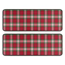 Kitchen Rugs Sets Of 2,Red and Green Christmas Plaid Pattern Anti Fatigue Kitchen Mat Rugs Non Slip Washable,Decorative Kitchen Floor Mats for Kitchen,Sink,Laundry,17"x47" 17"x47"