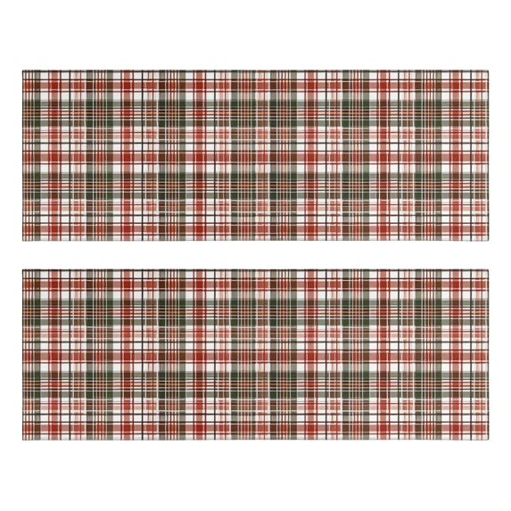Kitchen Rugs Sets Of 2,Red and Green Christmas Plaid Pattern Anti Fatigue Kitchen Mat Rugs Non Slip Washable,Decorative Kitchen Floor Mats for Kitchen,Sink,Laundry,17"X47"