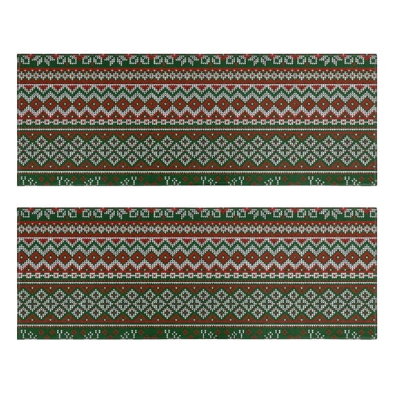 Kitchen Rugs Sets Of 2,Red and Green Christmas Reindeer Pattern Anti Fatigue Kitchen Mat Rugs Non Slip Washable,Decorative Kitchen Floor Mats for Kitchen,Sink,Laundry,17"X47"