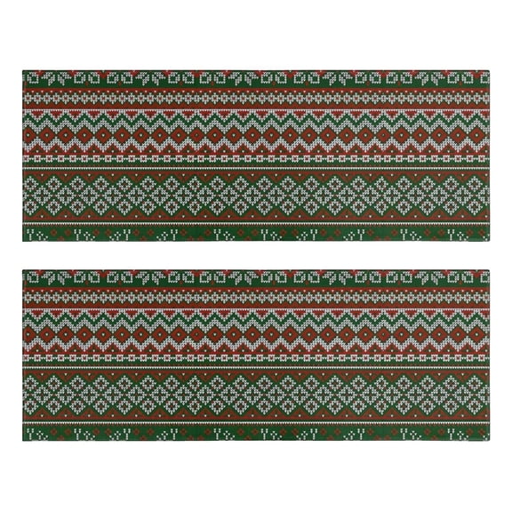 Kitchen Rugs Sets Of 2,Red and Green Christmas Reindeer Pattern Anti Fatigue Kitchen Mat Rugs Non Slip Washable,Decorative Kitchen Floor Mats for Kitchen,Sink,Laundry,17"X47"