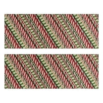 Kitchen Rugs Sets Of 2,Red and Green Christmas Striped Pattern Anti Fatigue Kitchen Mat Rugs Non Slip Washable,Decorative Kitchen Floor Mats for Kitchen,Sink,Laundry,17"X47"