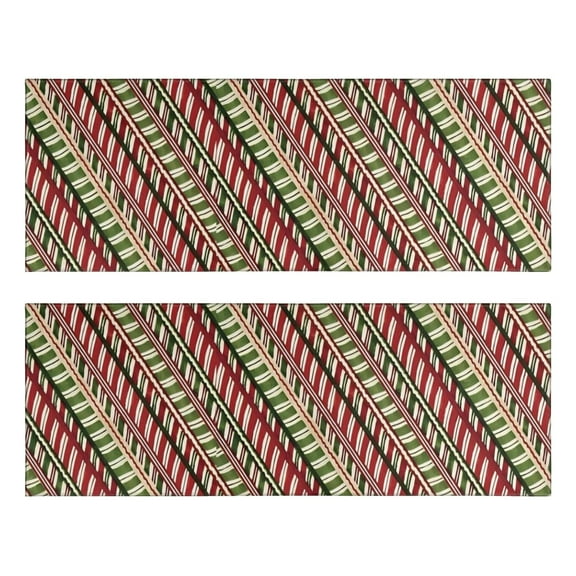 Kitchen Rugs Sets Of 2,Red and Green Christmas Striped Pattern Anti Fatigue Kitchen Mat Rugs Non Slip Washable,Decorative Kitchen Floor Mats for Kitchen,Sink,Laundry,17"X47"