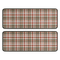 Kitchen Rugs Sets Of 2,Red and Green Plaid Christmas Pattern Anti Fatigue Kitchen Mat Rugs Non Slip Washable,Decorative Kitchen Floor Mats for Kitchen,Sink,Laundry,17"x47" 17"x47"