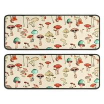 Kitchen Rugs Sets Of 2,Red Mushroom Line Light Pattern Anti Fatigue Kitchen Mat Rugs Non Slip Washable,Decorative Kitchen Floor Mats for Kitchen,Sink,Laundry,17"x47" 17"x47"