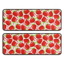 Kitchen Rugs Sets Of 2,Red Strawberry Plants Fruit Dot Anti Fatigue Kitchen Mat Rugs Non Slip Washable,Decorative Kitchen Floor Mats for Kitchen,Sink,Laundry,17"x47" 17"x47"