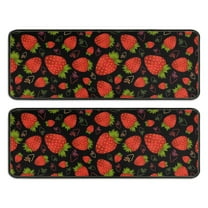 Kitchen Rugs Sets Of 2,Red Strawberry Plants Fruit Pattern Black Pattern Anti Fatigue Kitchen Mat Rugs Non Slip Washable,Decorative Kitchen Floor Mats for Kitchen,Sink,Laundry,17"x47" 17"x47"