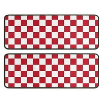 Kitchen Rugs Sets Of 2,Red and White Checkered Pattern Anti Fatigue Kitchen Mat Rugs Non Slip Washable,Decorative Kitchen Floor Mats for Kitchen,Sink,Laundry,17"x47" 17"x47"