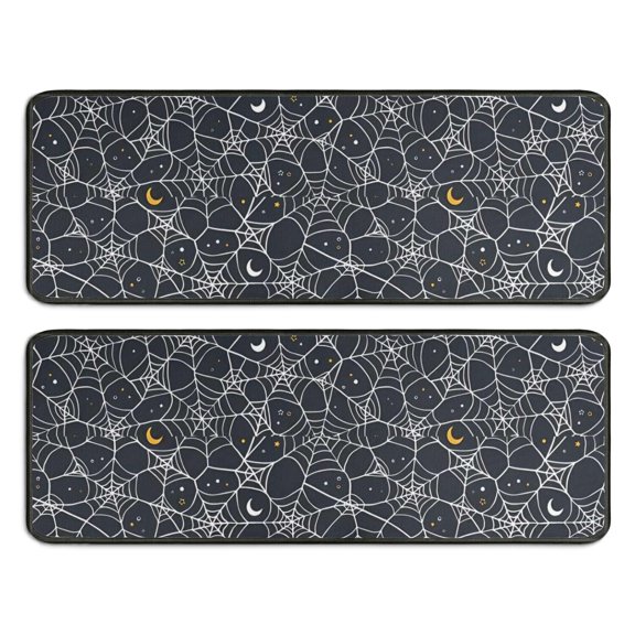 Kitchen Rugs Sets Of 2,Spider Web Halloween Pattern Anti Fatigue Kitchen Mat Rugs Non Slip Washable,Decorative Kitchen Floor Mats for Kitchen,Sink,Laundry,17"x47"+17"x47"