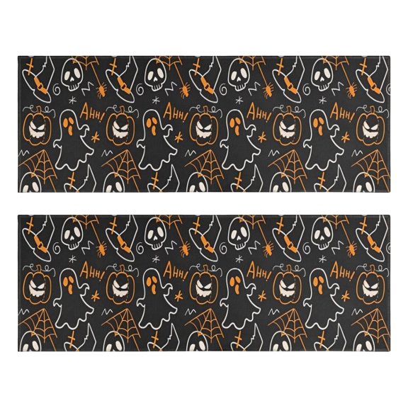 Kitchen Rugs Sets Of 2,Spooky Halloween Pattern Anti Fatigue Kitchen Mat Rugs Non Slip Washable,Decorative Kitchen Floor Mats for Kitchen,Sink,Laundry,17"X47"