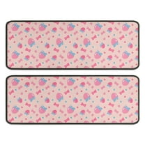Kitchen Rugs Sets Of 2,Strawberry Plants Fruit Bow Pink Pattern Anti Fatigue Kitchen Mat Rugs Non Slip Washable,Decorative Kitchen Floor Mats for Kitchen,Sink,Laundry,17"x47" 17"x47"