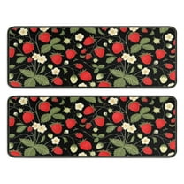 Kitchen Rugs Sets Of 2,Strawberry Plants Fruit Flower Leaf Anti Fatigue Kitchen Mat Rugs Non Slip Washable,Decorative Kitchen Floor Mats for Kitchen,Sink,Laundry,17"x47" 17"x47"