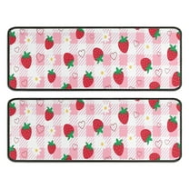 Kitchen Rugs Sets Of 2,Strawberry Plants Fruit Heart Daisy Checkered Anti Fatigue Kitchen Mat Rugs Non Slip Washable,Decorative Kitchen Floor Mats for Kitchen,Sink,Laundry,17"x47" 17"x47"