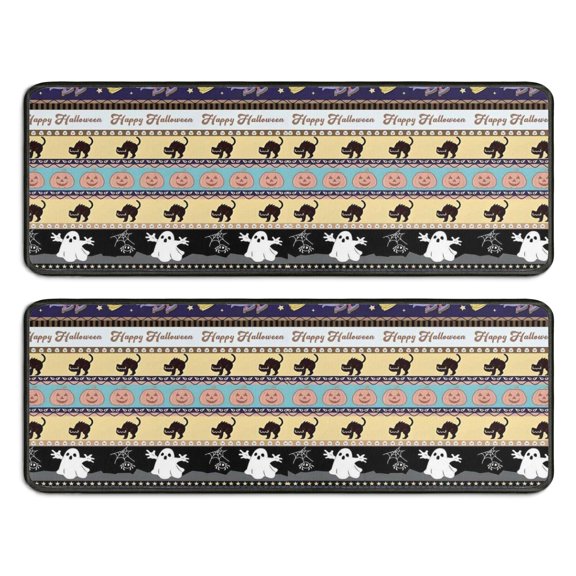 Kitchen Rugs Sets Of 2,Striped Halloween Pattern Anti Fatigue Kitchen Mat Rugs Non Slip Washable,Decorative Kitchen Floor Mats for Kitchen,Sink,Laundry,17"x47"+17"x47"