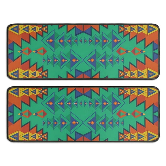 Kitchen Rugs Sets Of 2,Symmetric Geometric Pattern Anti Fatigue Kitchen Mat Rugs Non Slip Washable,Decorative Kitchen Floor Mats for Kitchen,Sink,Laundry,17"x47"+17"x47"