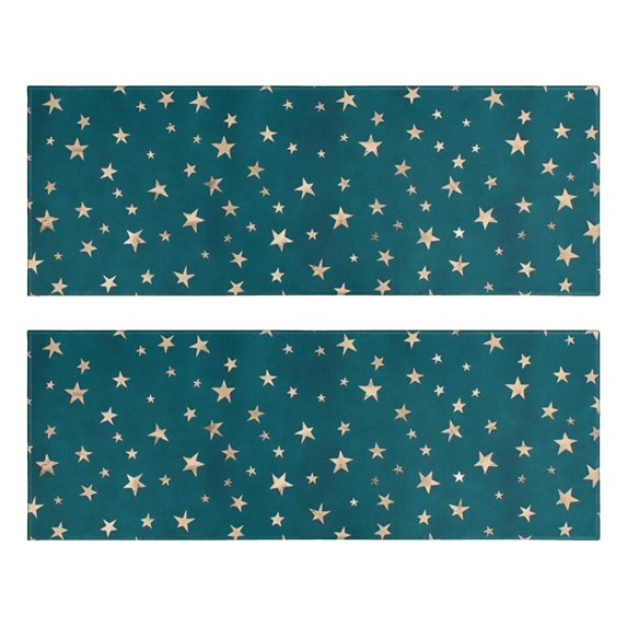 Kitchen Rugs Sets Of 2,Teal Christmas Star Pattern Anti Fatigue Kitchen Mat Rugs Non Slip Washable,Decorative Kitchen Floor Mats for Kitchen,Sink,Laundry,17"X47"