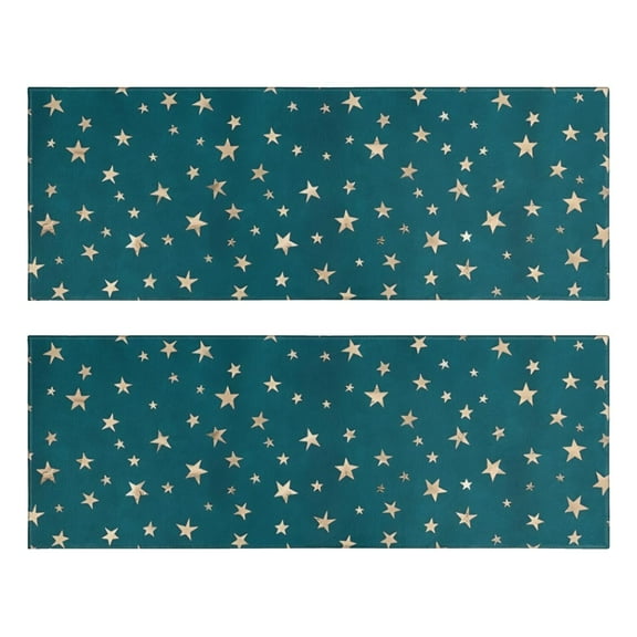 Kitchen Rugs Sets Of 2,Teal Christmas Star Pattern Anti Fatigue Kitchen Mat Rugs Non Slip Washable,Decorative Kitchen Floor Mats for Kitchen,Sink,Laundry,17"X47"