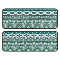 Kitchen Rugs Sets Of 2,Teal Geometric Boho Pattern Anti Fatigue Kitchen Mat Rugs Non Slip Washable,Decorative Kitchen Floor Mats for Kitchen,Sink,Laundry,17"x47" 17"x47"