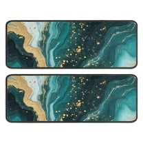 Kitchen Rugs Sets Of 2,Teal Gold Marble Pattern Anti Fatigue Kitchen Mat Rugs Non Slip Washable,Decorative Kitchen Floor Mats for Kitchen,Sink,Laundry,17"x47" 17"x47"
