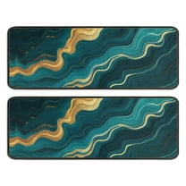 Kitchen Rugs Sets Of 2,Teal Gold Marble Pattern Anti Fatigue Kitchen Mat Rugs Non Slip Washable,Decorative Kitchen Floor Mats for Kitchen,Sink,Laundry,17"x47" 17"x47"