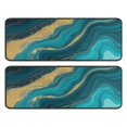 thumbnail image 1 of Kitchen Rugs Sets Of 2,Teal Gold Wave Marble Pattern Anti Fatigue Kitchen Mat Rugs Non Slip Washable,Decorative Kitchen Floor Mats for Kitchen,Sink,Laundry,17"x47"+17"x47", 1 of 5