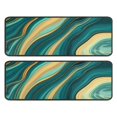 thumbnail image 1 of Kitchen Rugs Sets Of 2,Teal Gold Wave Marble Pattern Anti Fatigue Kitchen Mat Rugs Non Slip Washable,Decorative Kitchen Floor Mats for Kitchen,Sink,Laundry,17"x47"+17"x47", 1 of 5