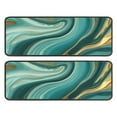 thumbnail image 1 of Kitchen Rugs Sets Of 2,Teal Marble Gold Wave Pattern Anti Fatigue Kitchen Mat Rugs Non Slip Washable,Decorative Kitchen Floor Mats for Kitchen,Sink,Laundry,17"x47"+17"x47", 1 of 5