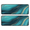 thumbnail image 1 of Kitchen Rugs Sets Of 2,Teal Marble Gold Wave Pattern Anti Fatigue Kitchen Mat Rugs Non Slip Washable,Decorative Kitchen Floor Mats for Kitchen,Sink,Laundry,17"x47"+17"x47", 1 of 5