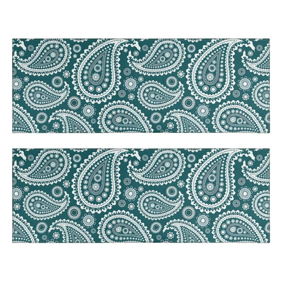 Kitchen Rugs Sets Of 2,Teal Paisley Pattern Anti Fatigue Kitchen Mat Rugs Non Slip Washable,Decorative Kitchen Floor Mats for Kitchen,Sink,Laundry,17"X47"